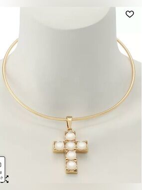 Robert Lee Morris Goldtone Mother of Pearl Cross Pendant